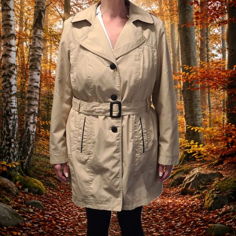 Outerwear Damen-Kurzmantel im Trenchcoat-Stil, Beige, Größe 48