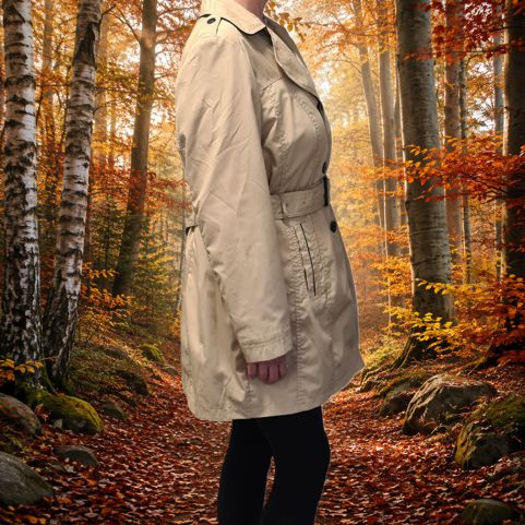 Outerwear Damen-Kurzmantel im Trenchcoat-Stil, Beige, Größe 48