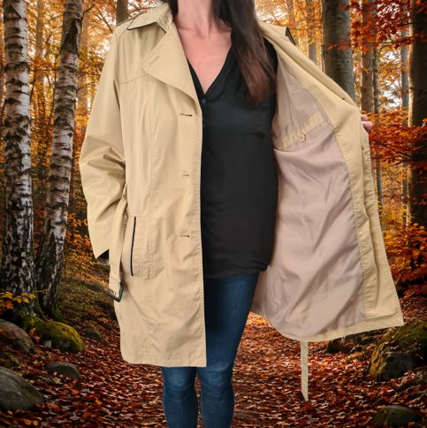Outerwear Damen-Kurzmantel im Trenchcoat-Stil, Beige, Größe 48