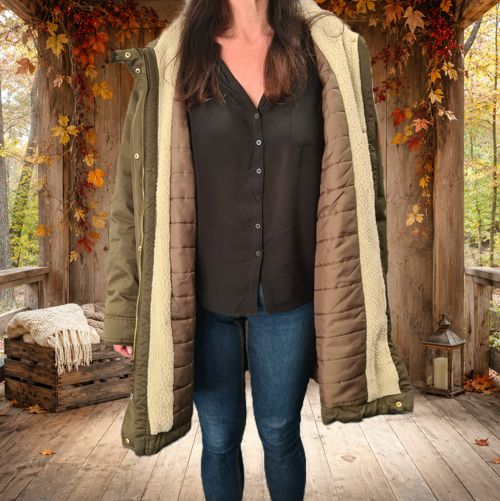 H&M MAMA Damen-Umstandsparka, Khaki, Größe XL