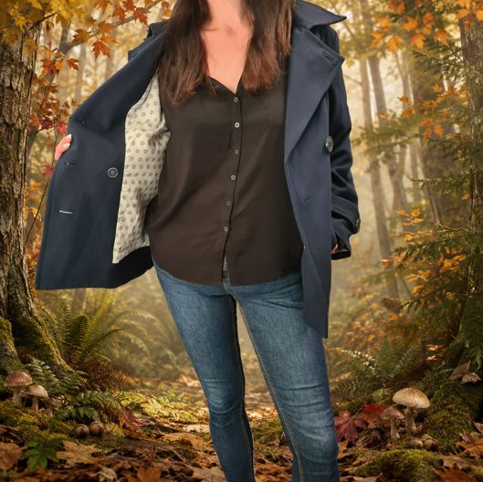 Cortefiel Damen-Cabanjacke, Dunkelblau, Größe M