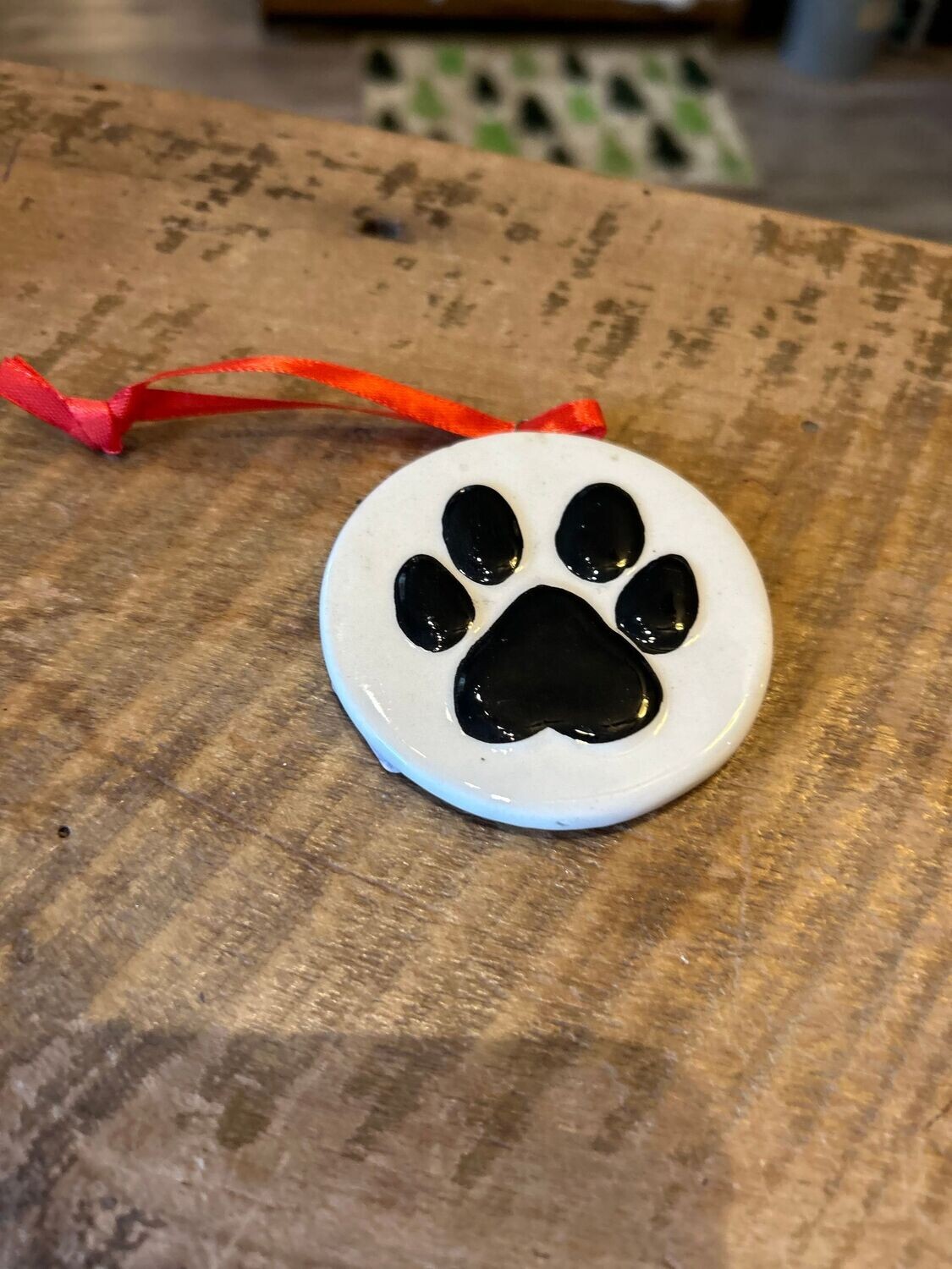 Ceramic dog print ornament