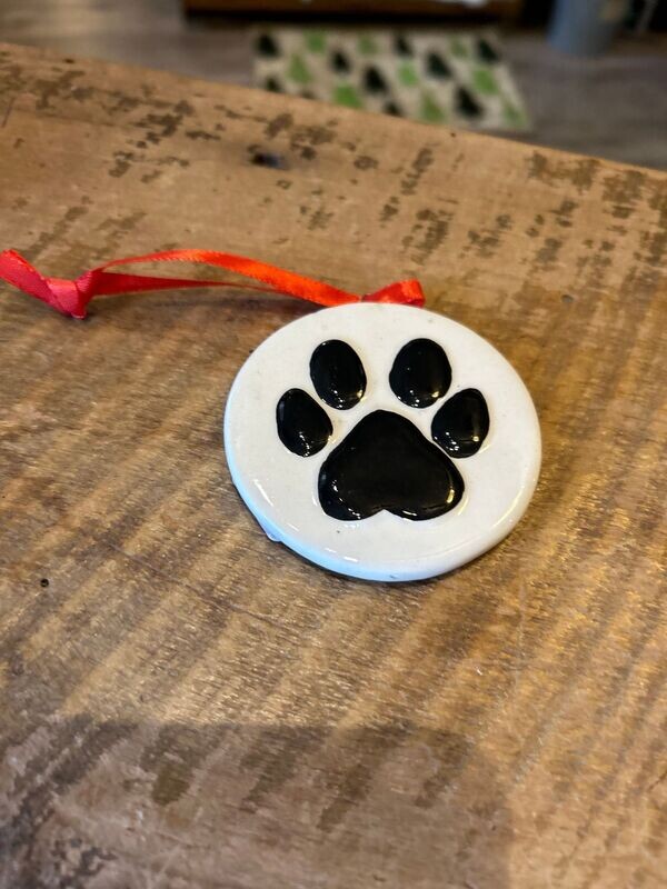 Ceramic dog print ornament
