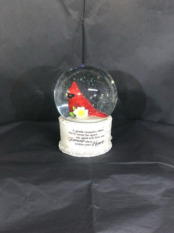 Sympathy cardinal snowglobe