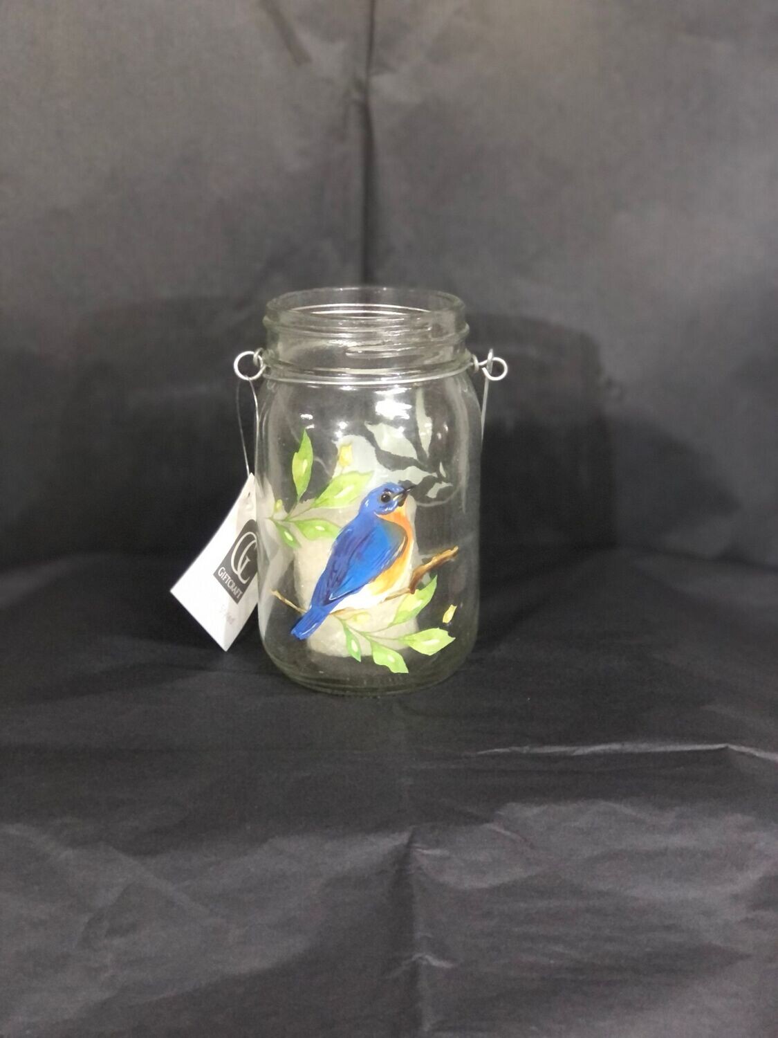 Blue bird mason jar lantern
