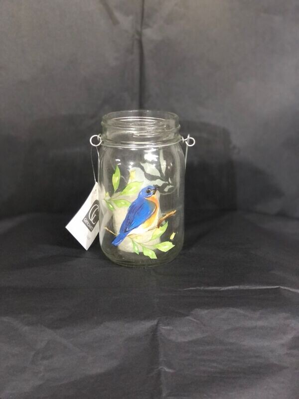 Blue bird mason jar lantern
