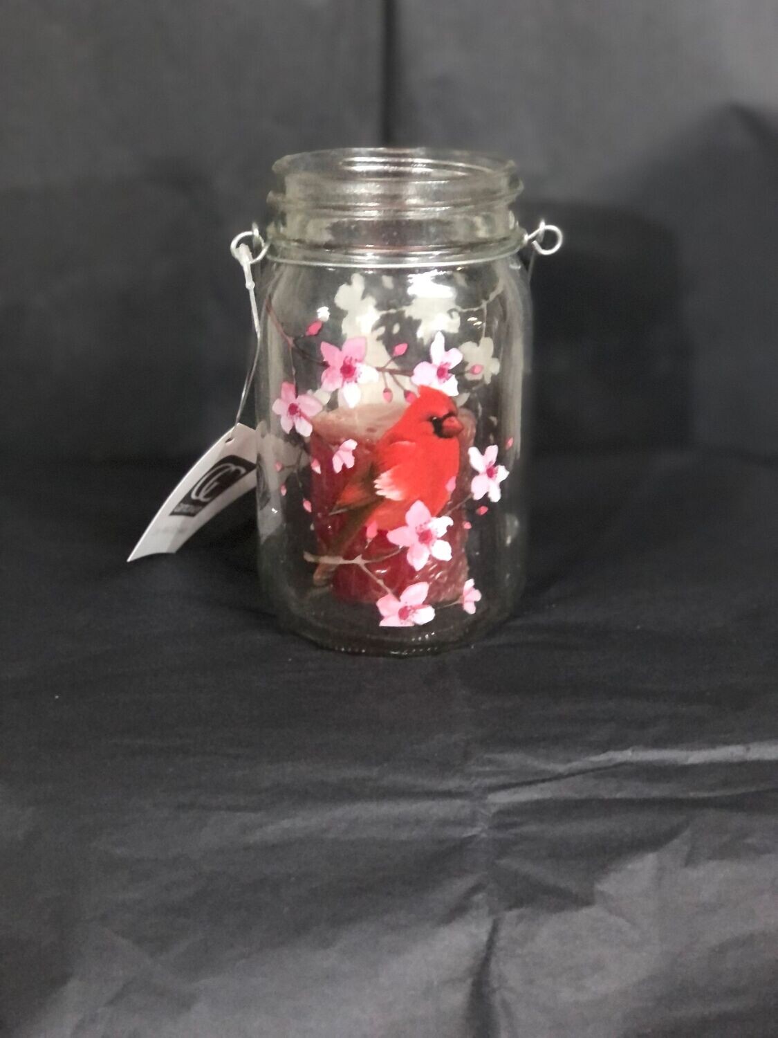 Cardinal mason jar lantern