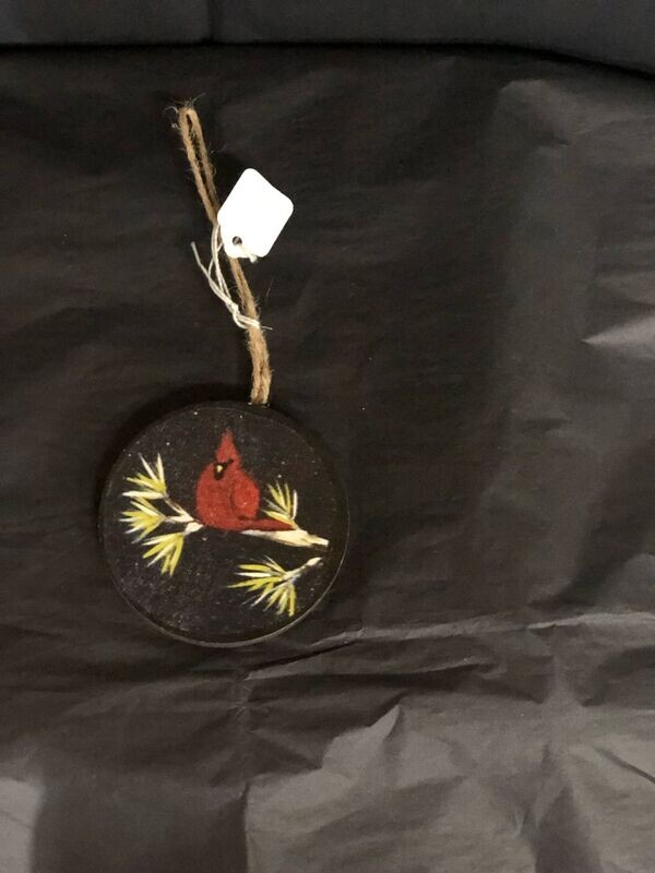 Wood cardinal ornament