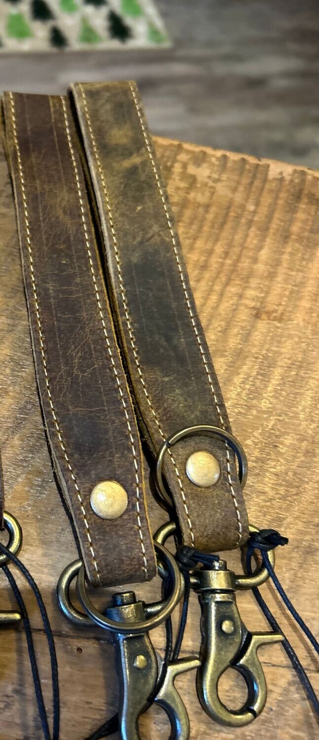 Myra leather wristlet keychain