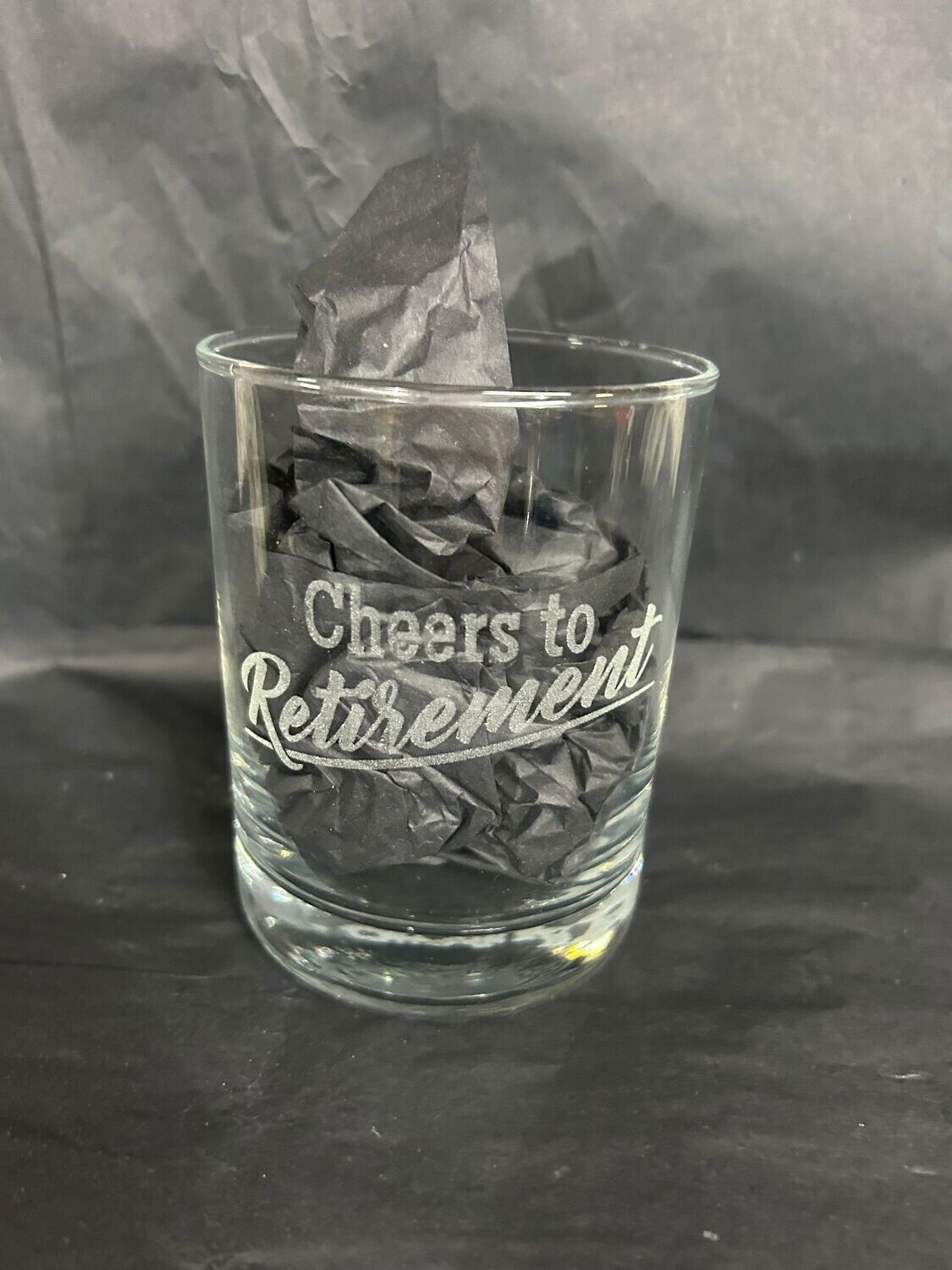 Retirement whiskey glass