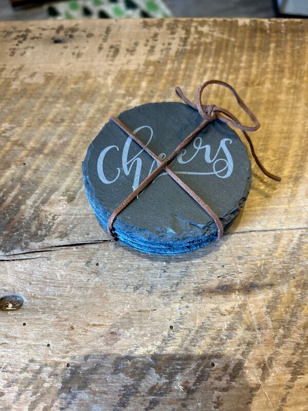 "Cheers" slate coasters - set of 4
