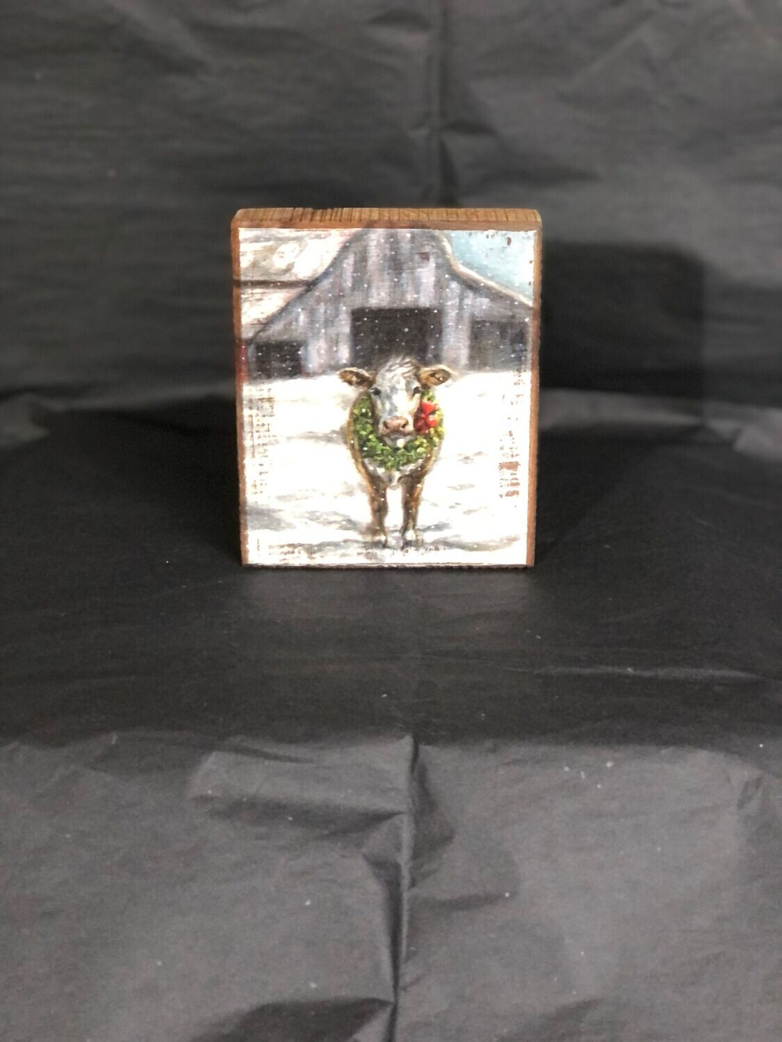 Christmas cow wood setter