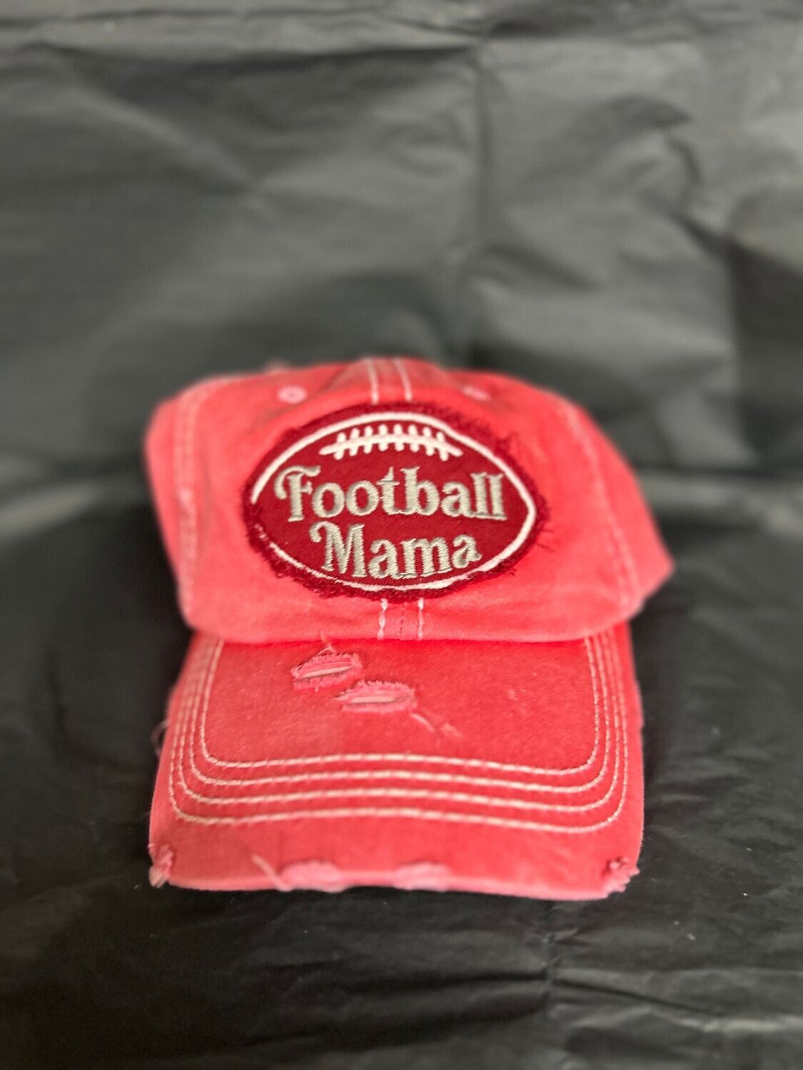 Red Football Mom baseball hat