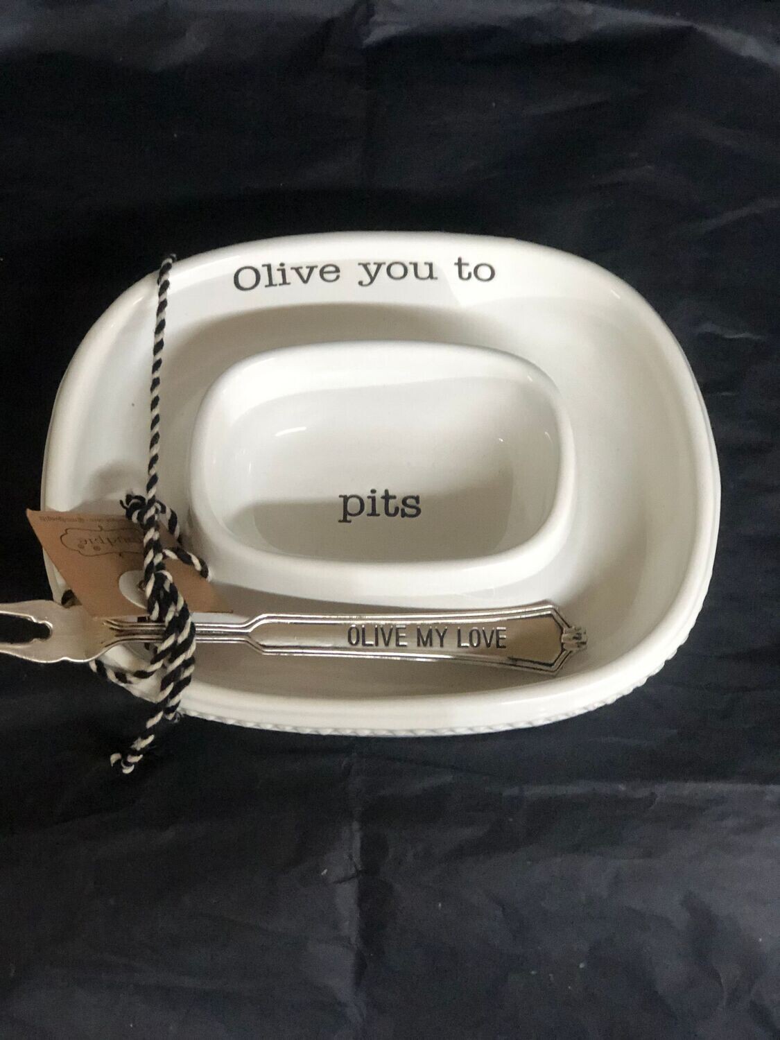 Olive dish with fork