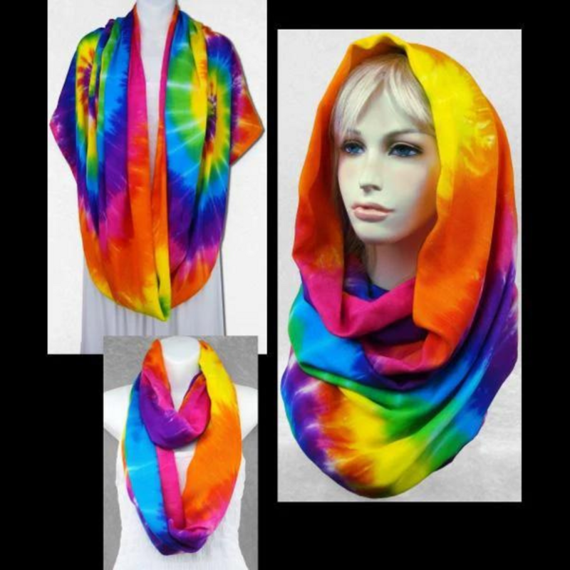 SHAWL RAINBOW TIE DYE INFINITY SCARF
