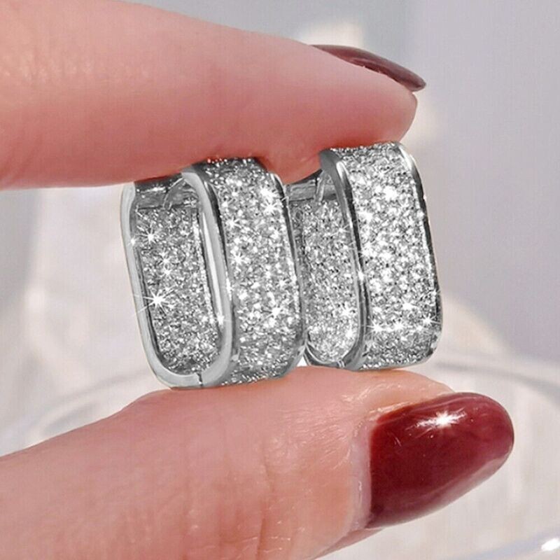 Fashion 925 Silver Crystal Earrings Hoop Huggee
