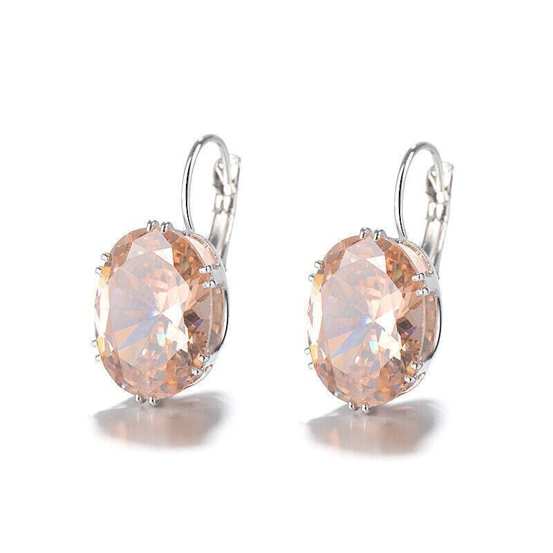 Dangle Drop Champaign Earrings Women Cubic Zirconia  925 Silver