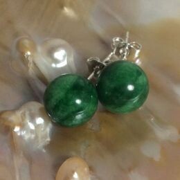 Green Jadeite Jade Gemstone 925 Sterling Silver Stud