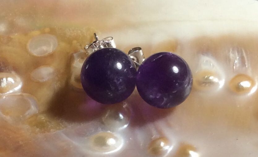 Natural Amethyst 10mm Gemstone 925 Silver