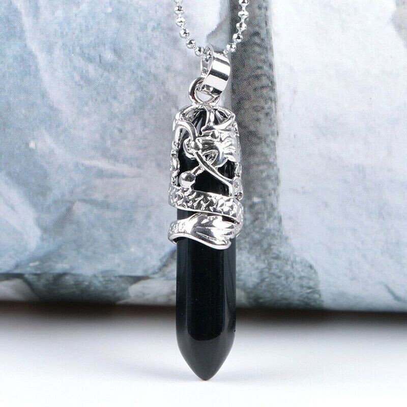 Hexagonal Dragon Natural Black Onyx