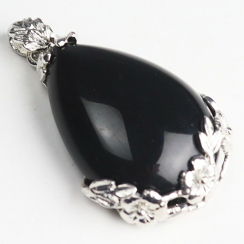 Black Onyx Quarts Stone Teardrop