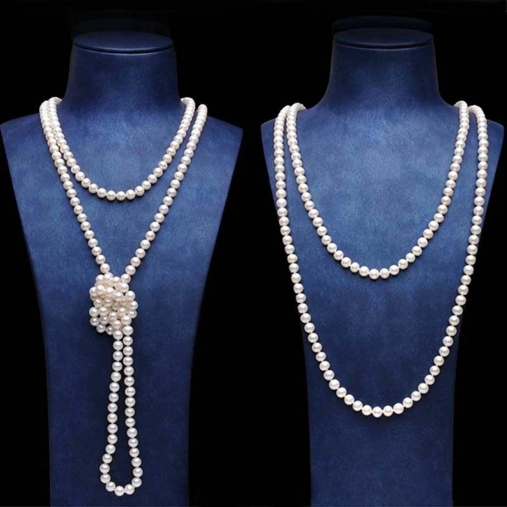 Beautiful 10mm Faux Pearl White Necklace 58"L