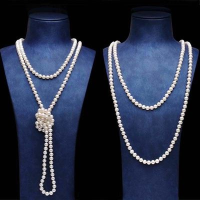 Beautiful 10mm Faux Pearl White Necklace 58"L