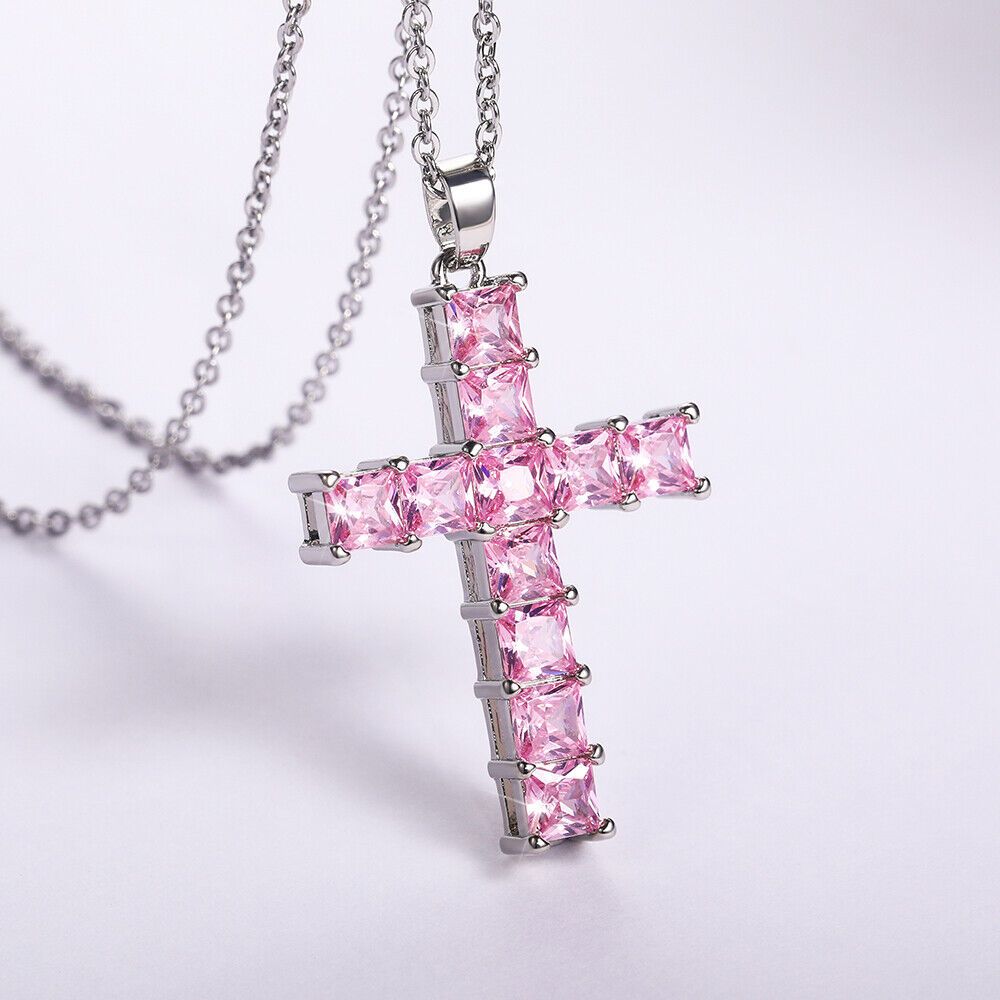 Pink Cubic Zircon 925 Silver, Gold Filled Necklace