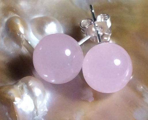 Natural 10mm Pink Rose Quarts .925 sterling silver Earrings