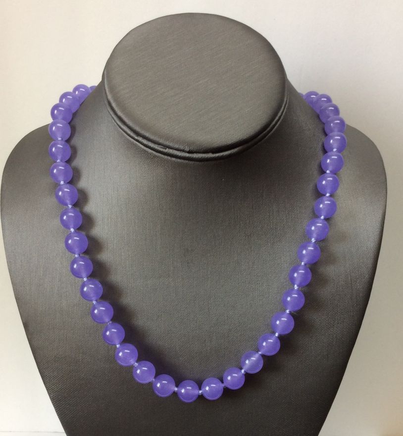 Natural 10mm Lavender Jade 20" Round Gemstone Beads Necklace