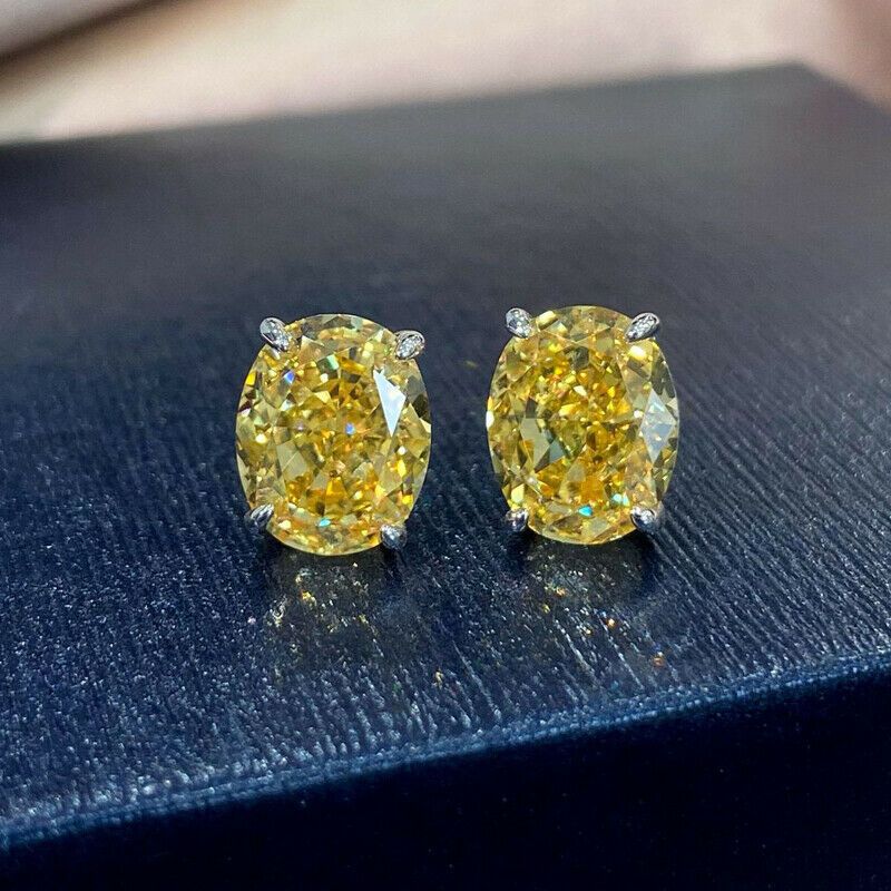 Yellow Cubic Zircon 925 Silver Stud Earrings