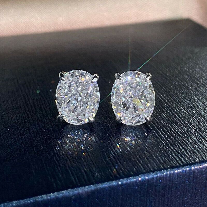 White Cubic Zircon 925 Silver Stud Earrings