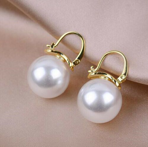 12mm Tahitian white Fashion Pearl Earring 18k gold
