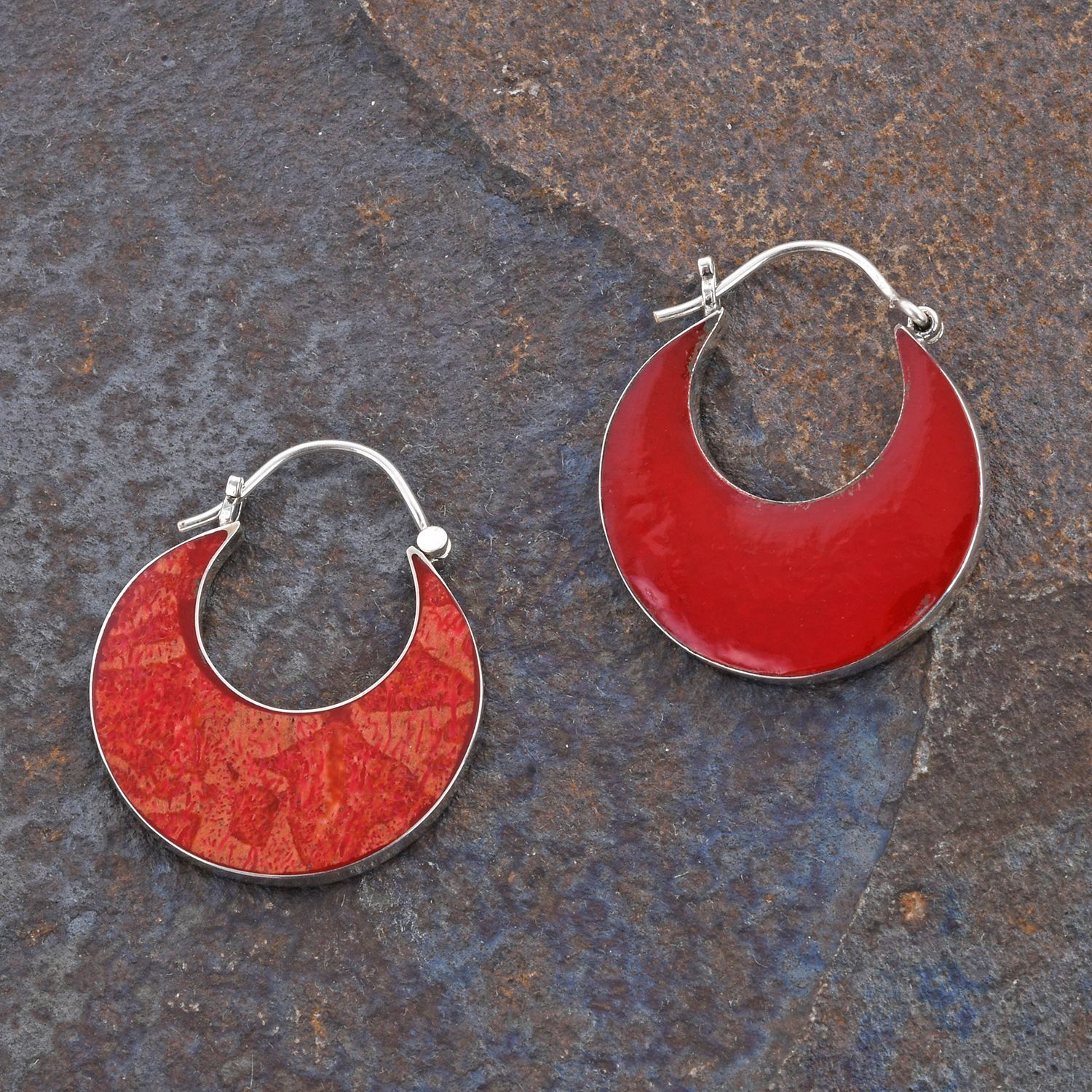 Natural Red Coral Earrings 2.7cm Satin Gift Box included