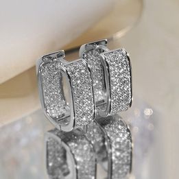 Fashion 925 Silver Stud Crystal Earrings Hoop Drop