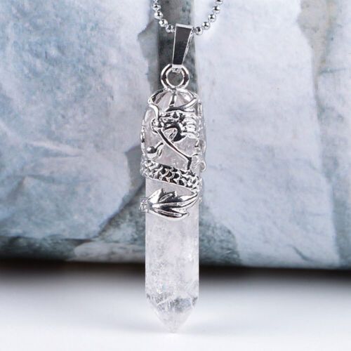 Hexagonal Dragón Clear Rock Crystal Quartz Natural Gem