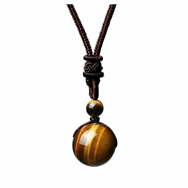 Tiger Eye Pendant Unisex Natural Healing Crystals Necklace