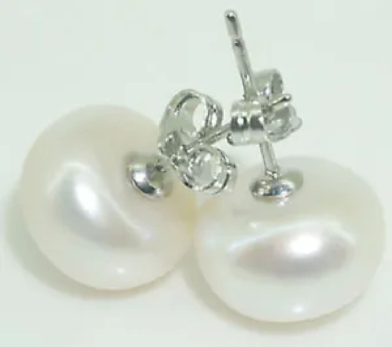 Real Natural White 7mm Freshwater Pearl Silver Earrings