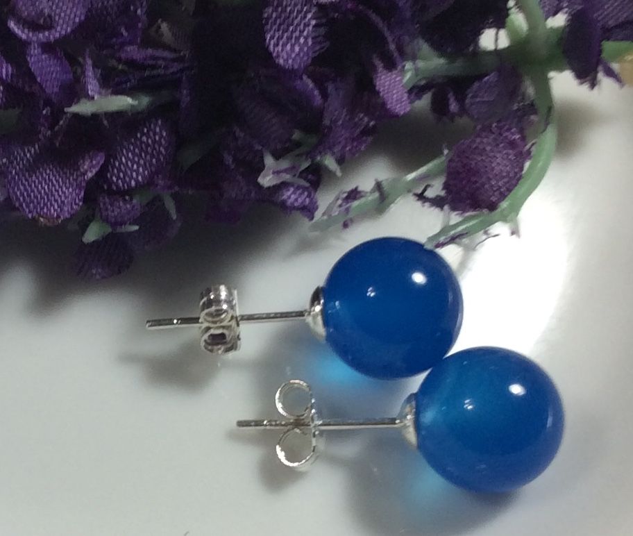 Natural Mid Night Blue Gemstone 10mm .925 Sterling Silver