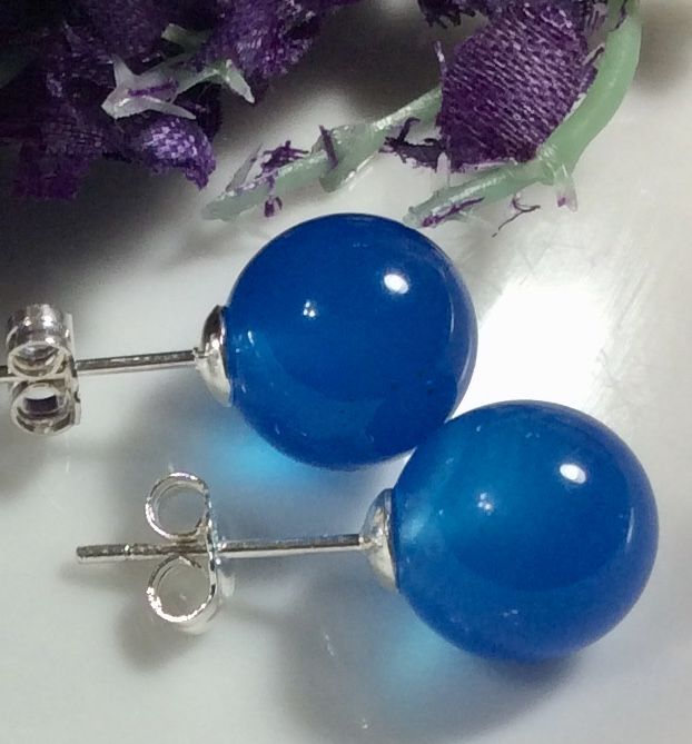 Natural Mid Night Blue Gemstone 10mm .925 Sterling Silver