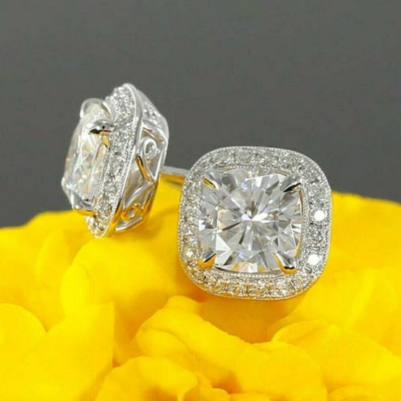 12mm White Cubic Zircon 925 Sterling Silver Stud Earring