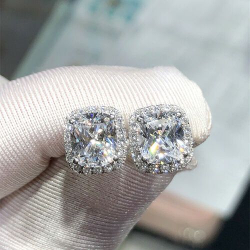 10mm White Cubic Zircon 925 Sterling Silver Stud Earring