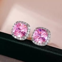 10mm Pink Cubic Zircon 925 Sterling Silver Stud Earring