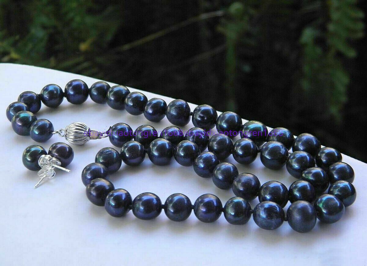 Black Freshwater Cultured 18" Pearl 7-8mm Necklace Set