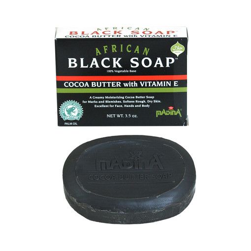 African Cocoa Butter Black Soap with Vitamine E- 3½ oz.