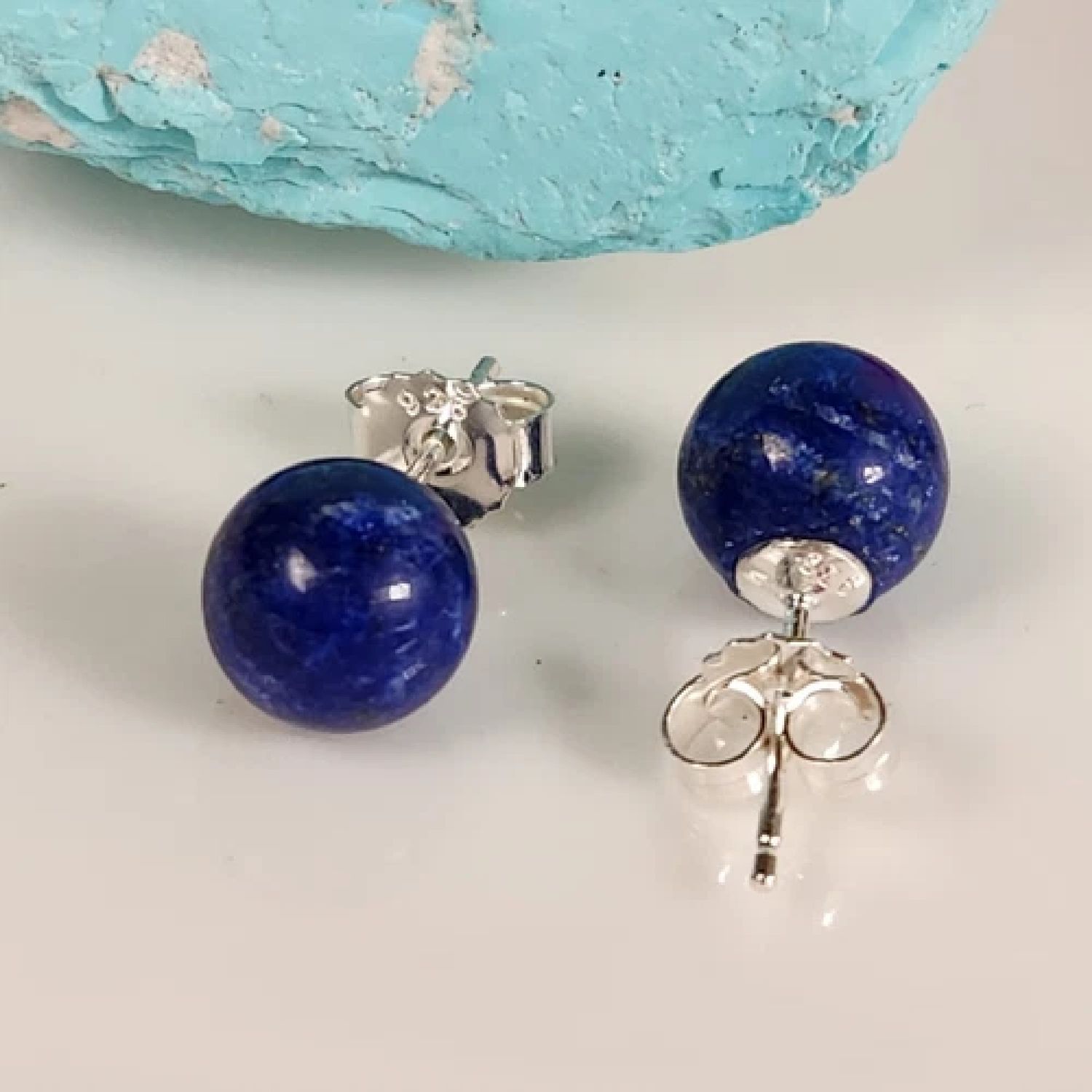 Lapis Lazuli Natural 8mm Gemstone .925 Sterling Silver