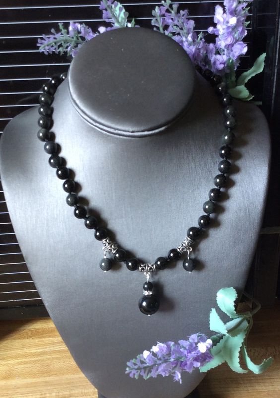 Handmade Natural 8mm Black Obsidian Gemstone 18. Handmade Natural 8mm Black Obsidian Gemstone 18."