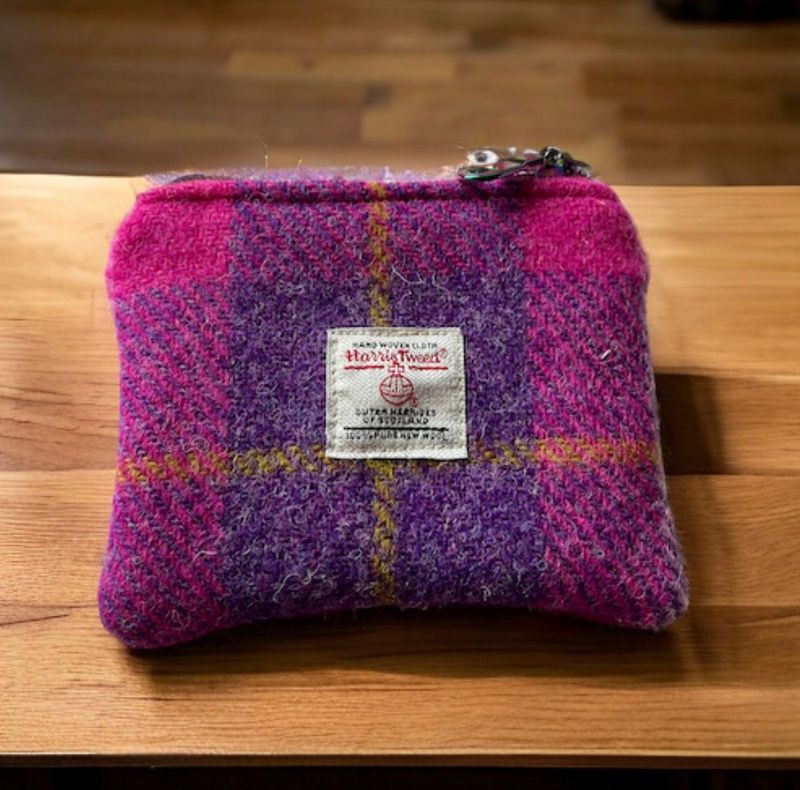 Harris Tweed Coin Purse - Pink/Purple Check