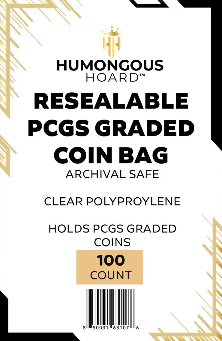 Resealable PCGS Graded Coin Bags Bulk Case (5000) 50 Packs of 100