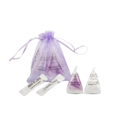 Tirolix - Set con shampoo, gel doccia, acqua di colonia e sapone mani Violette Arome